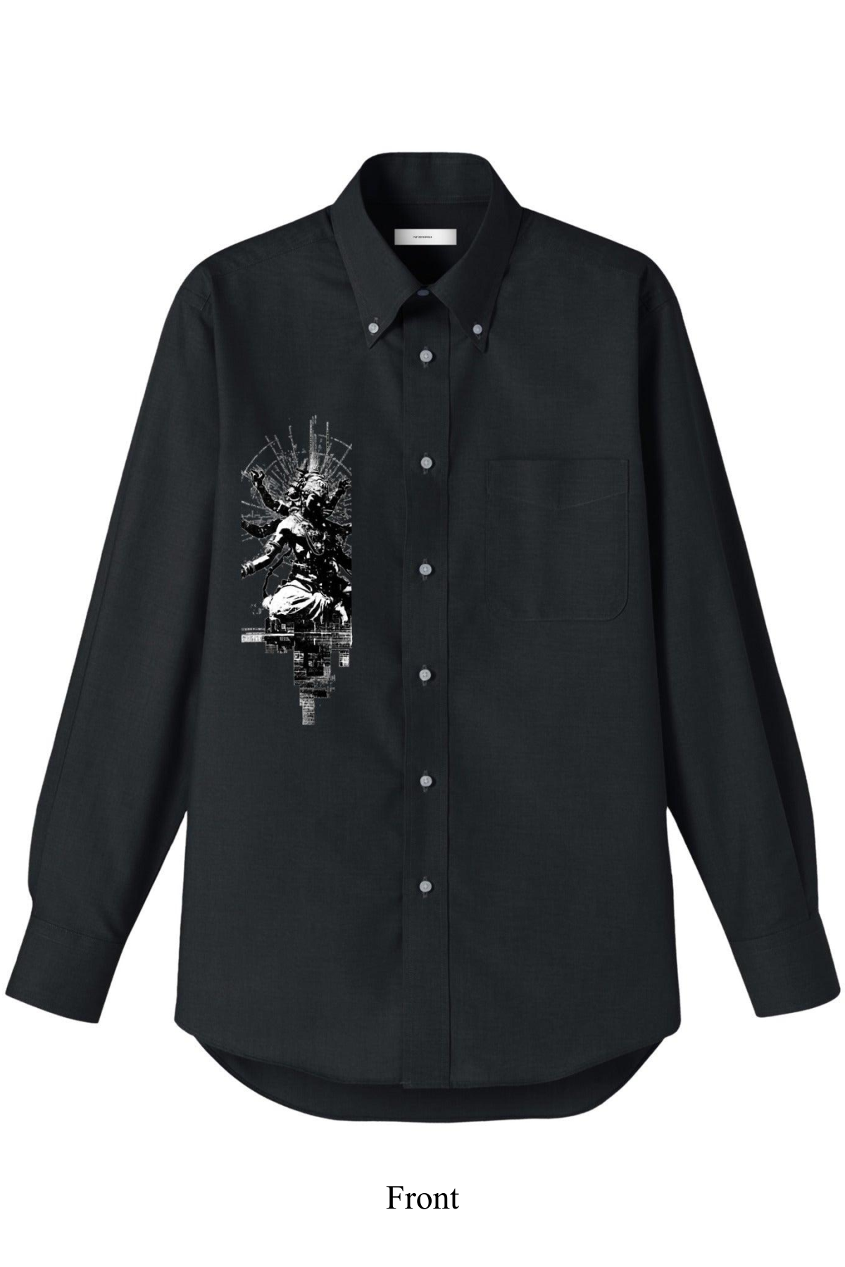 RADIANT FURY OXFORD SHIRT | ZENSHI - 黒 オックスフォード長袖シャツ