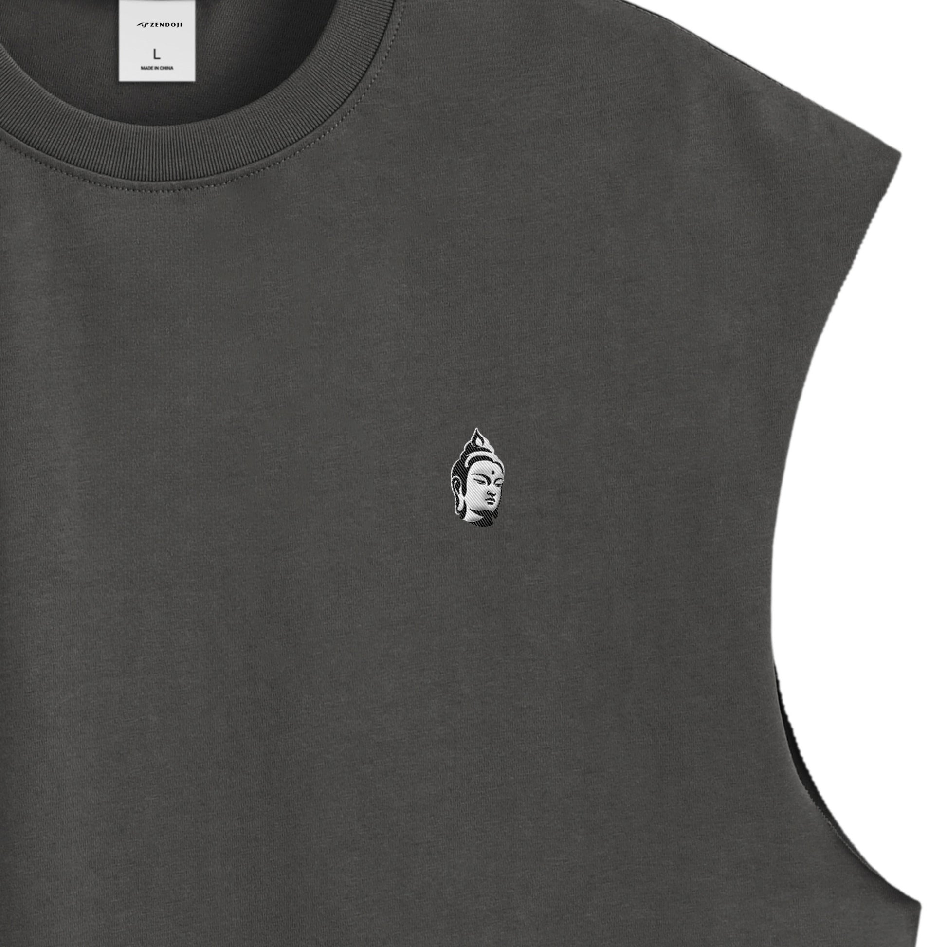 BODHI ICON CUT-OFF SLEEVELESS TEE - 260049 charcoal image